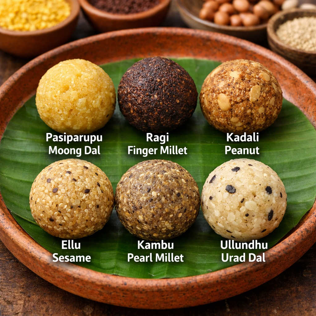 Balls-Pasiparupu-Ragi-Kadali- Ellu Kambu